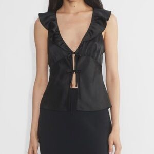 Aritzia Wilfred color black Tonka Satin Blouse